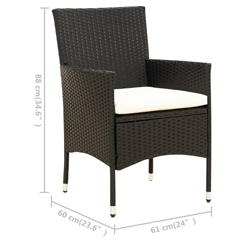 vidaXL 5 Piece Outdoor Dining Set with Cushions Poly Rattan Black