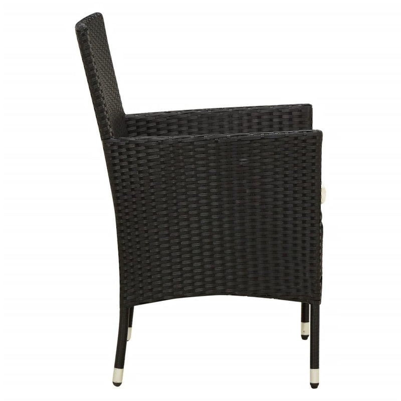 vidaXL 5 Piece Outdoor Dining Set with Cushions Poly Rattan Black