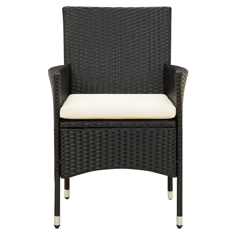 vidaXL 7 Piece Outdoor Dining Set with Cushions Poly Rattan Black
