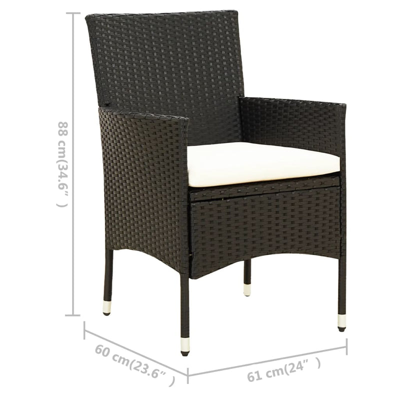 vidaXL 7 Piece Outdoor Dining Set with Cushions Poly Rattan Black