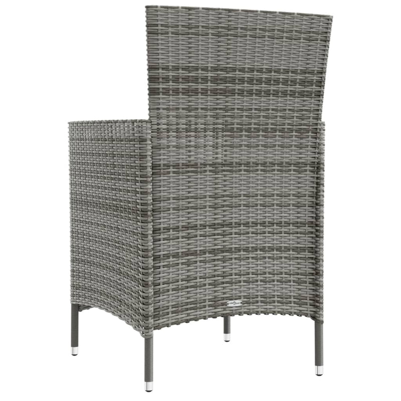vidaXL 3 Piece Outdoor Dining Set with Cushions Poly Rattan Grey