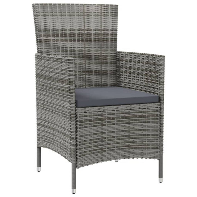 vidaXL 5 Piece Outdoor Dining Set with Cushions Poly Rattan Grey