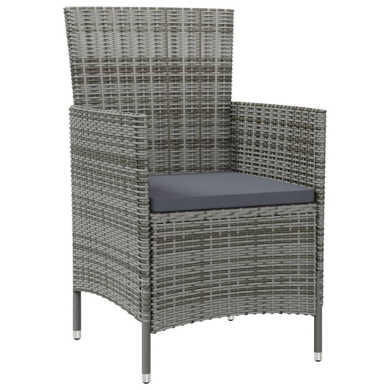 vidaXL 5 Piece Outdoor Dining Set with Cushions Poly Rattan Grey