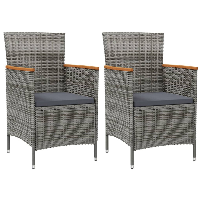 vidaXL 3 Piece Outdoor Dining Set with Cushions Poly Rattan Grey