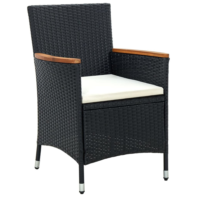 vidaXL 5 Piece Outdoor Dining Set with Cushions Poly Rattan Black