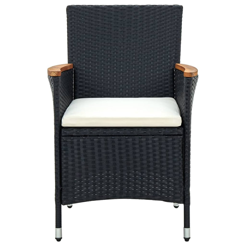 vidaXL 5 Piece Outdoor Dining Set with Cushions Poly Rattan Black