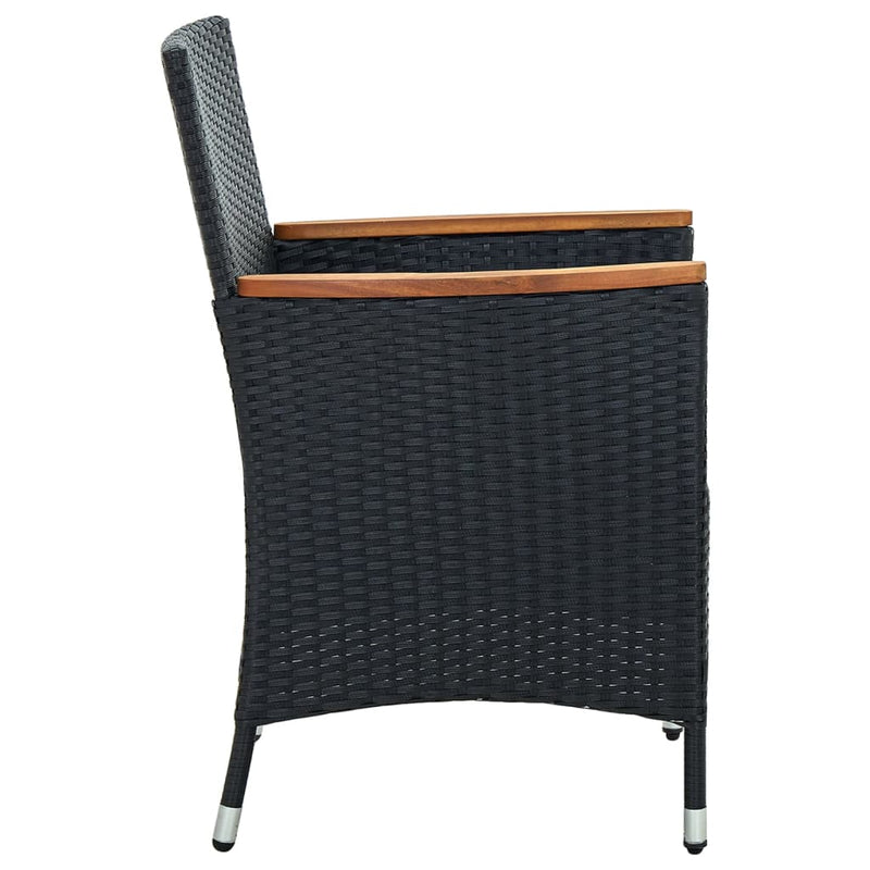 vidaXL 5 Piece Outdoor Dining Set with Cushions Poly Rattan Black