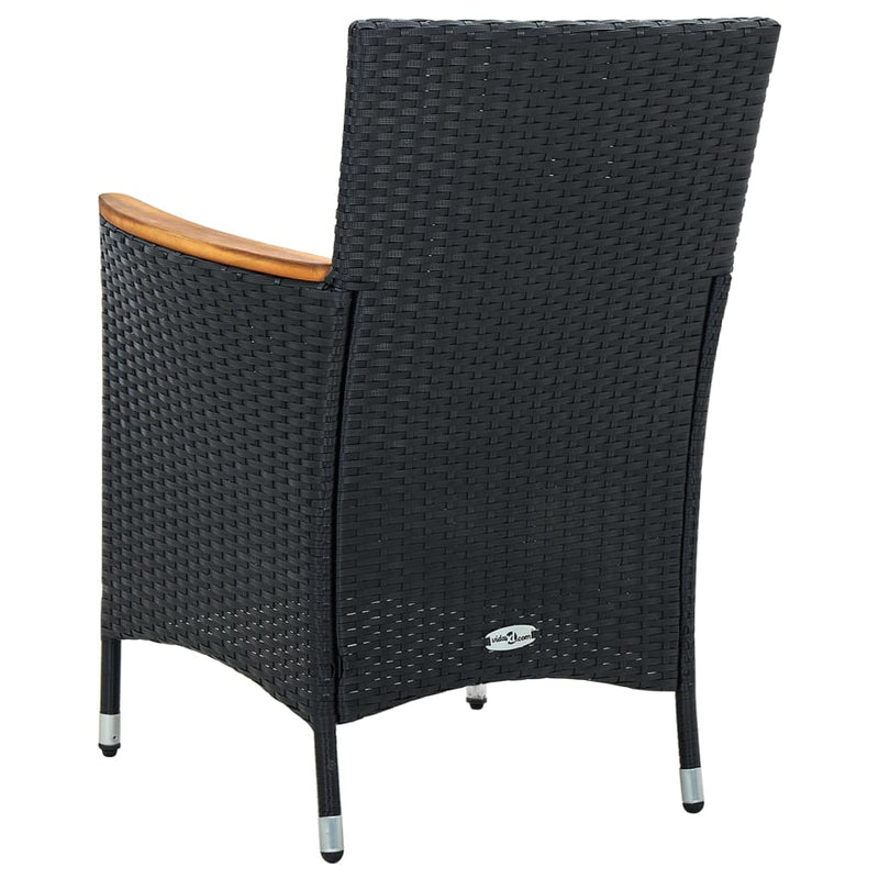 vidaXL 5 Piece Outdoor Dining Set with Cushions Poly Rattan Black