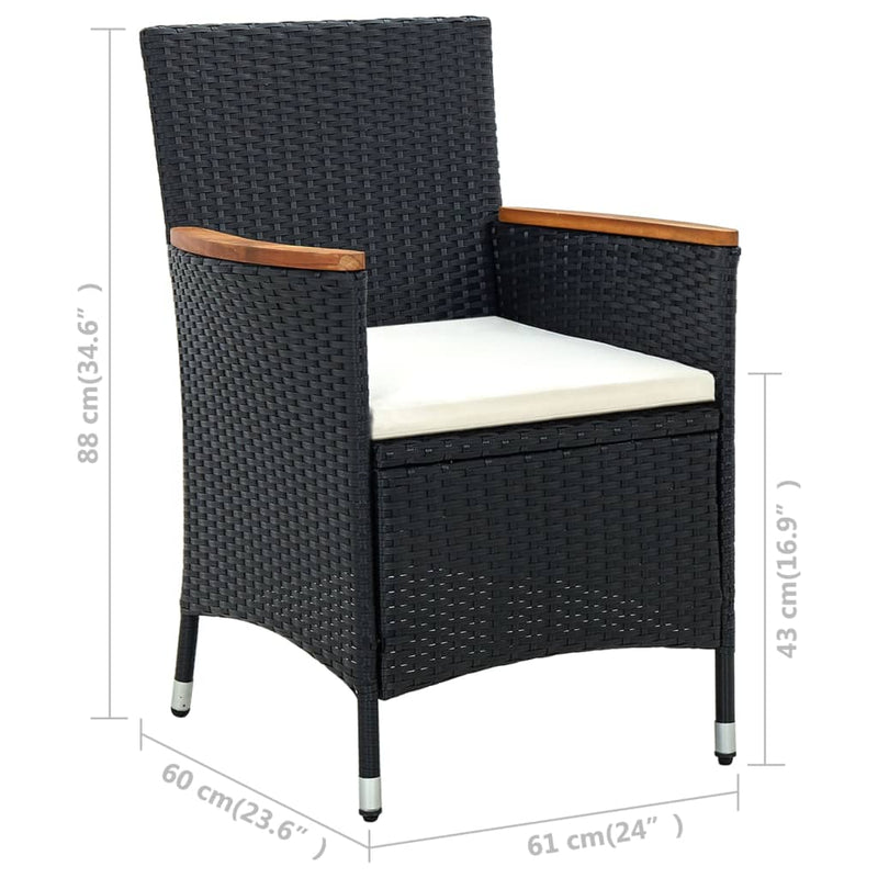 vidaXL 5 Piece Outdoor Dining Set with Cushions Poly Rattan Black