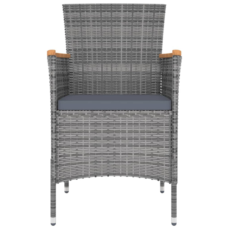 vidaXL 5 Piece Outdoor Dining Set with Cushions Poly Rattan Grey