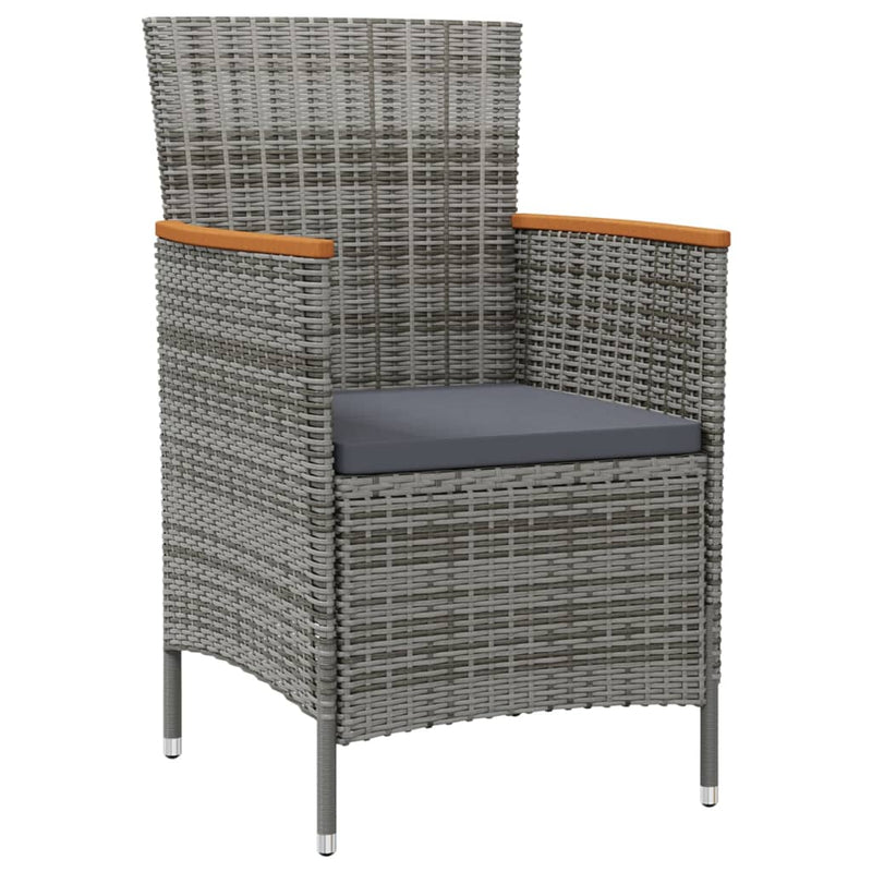 vidaXL 7 Piece Outdoor Dining Set with Cushions Poly Rattan Black and Grey