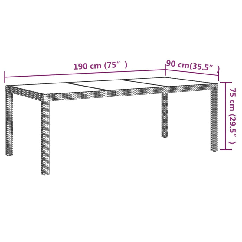 vidaXL 7 Piece Outdoor Dining Set with Cushions Poly Rattan Black and Grey
