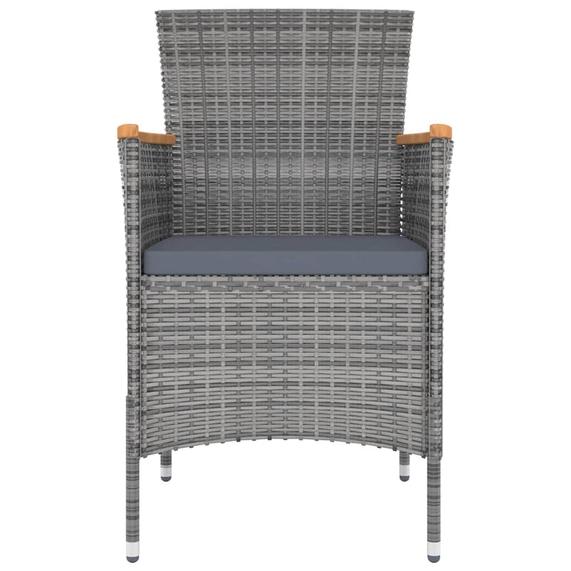 vidaXL 9 Piece Outdoor Dining Set with Cushions Poly Rattan Grey