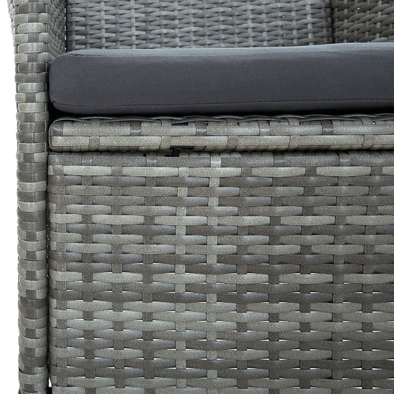 vidaXL 9 Piece Outdoor Dining Set with Cushions Poly Rattan Grey