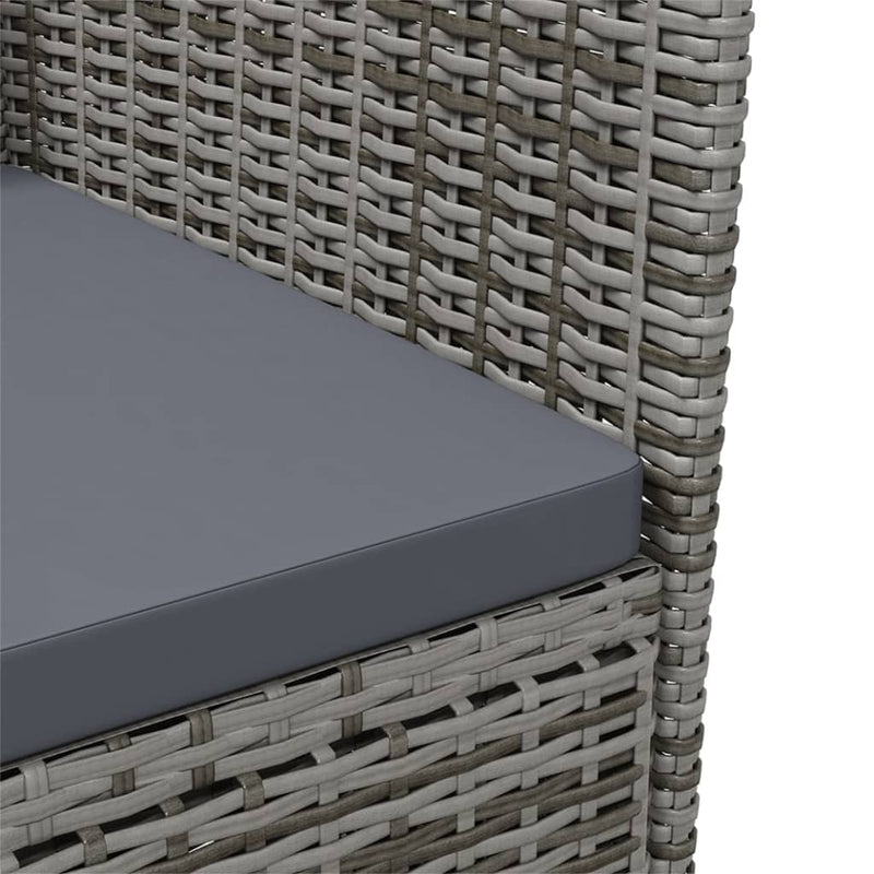 vidaXL 11 Piece Outdoor Dining Set with Cushions Poly Rattan Black and Grey