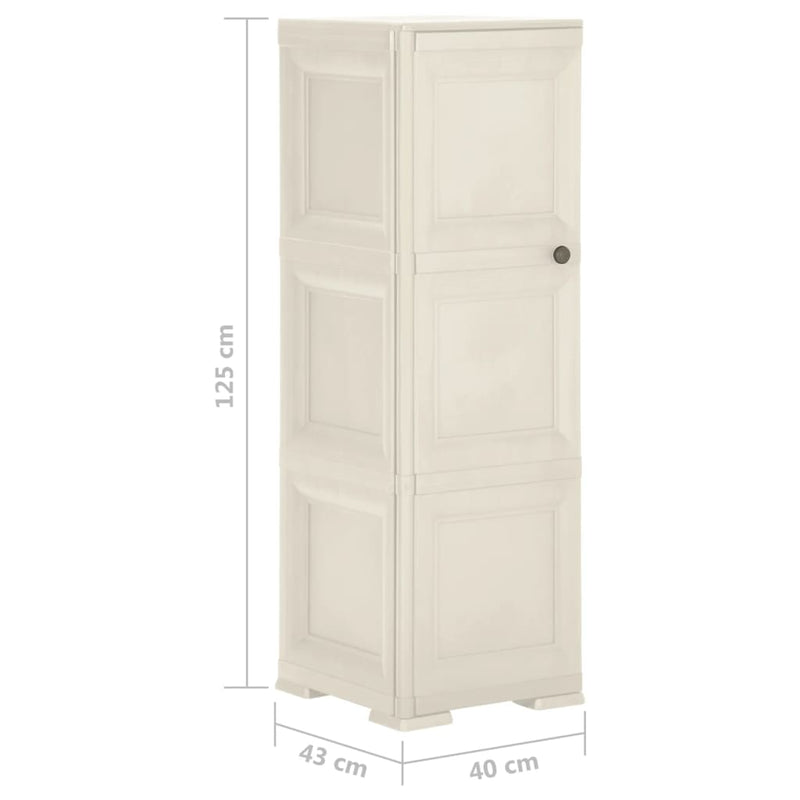 vidaXL Plastic Cabinet 40x43x125 cm Wood Design Vanilla Ice