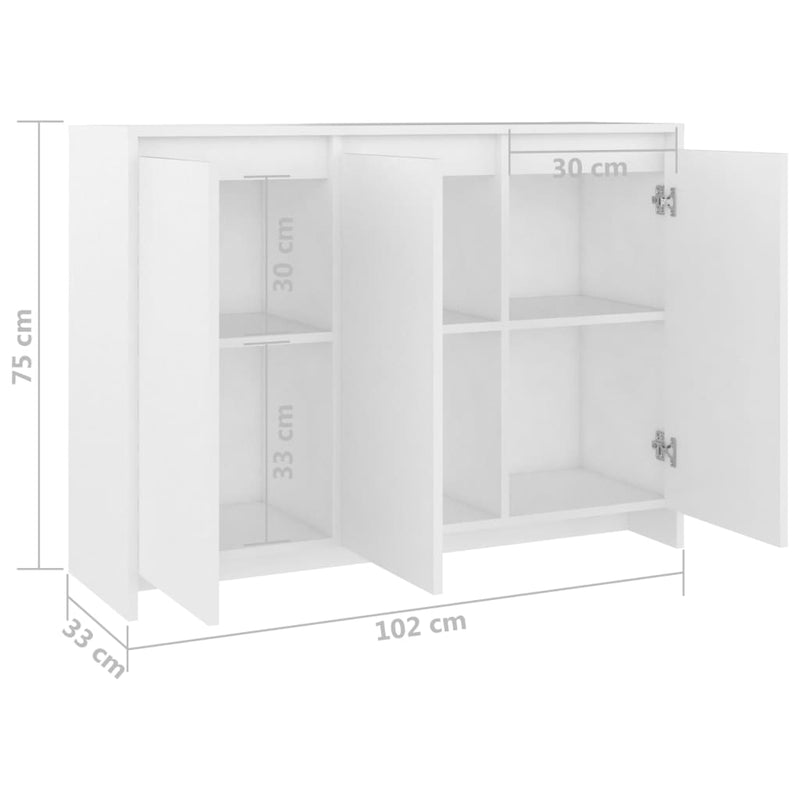 vidaXL Sideboard White 102x33x75 cm Engineered Wood