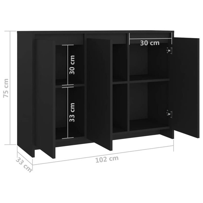 vidaXL Sideboard Black 102x33x75 cm Engineered Wood