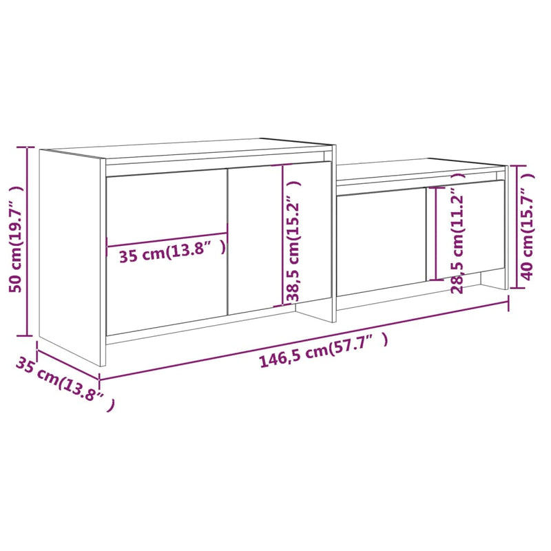vidaXL TV Cabinet White 146.5x35x50 cm Engineered Wood