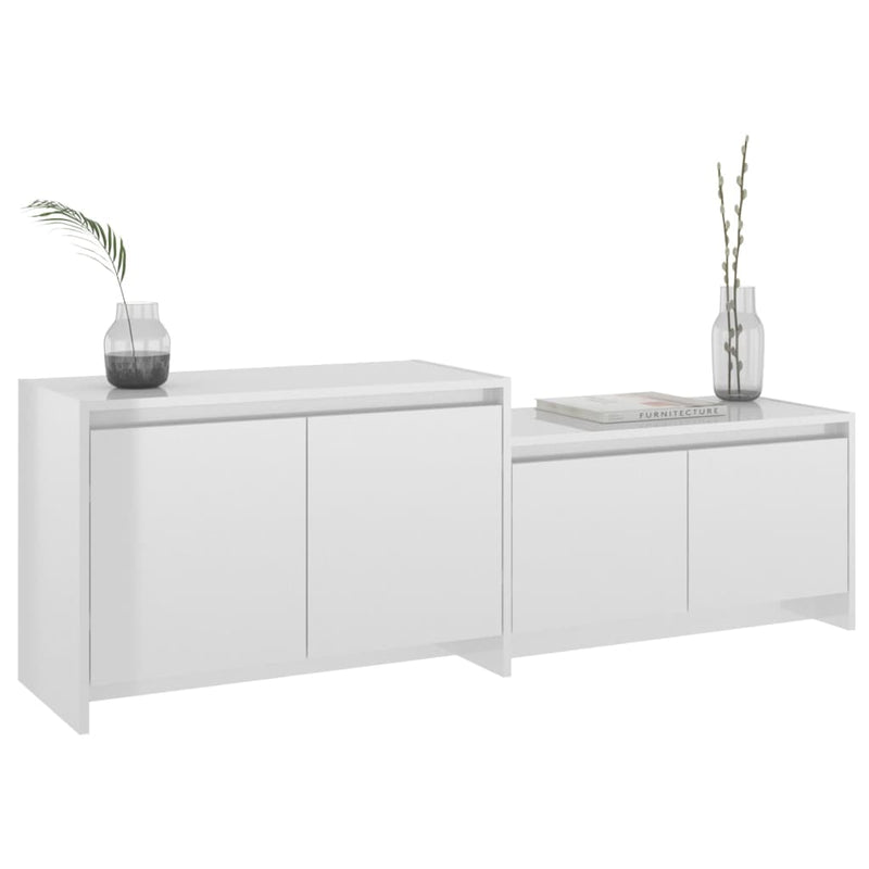 vidaXL TV Cabinet High Gloss White 146.5x35x50 cm Engineered Wood