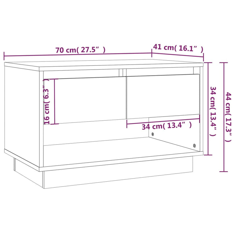 vidaXL TV Cabinet Brown Oak 70x41x44 cm Engineered Wood