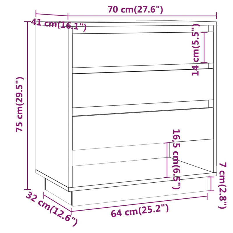 vidaXL Sideboard Smoked Oak 70x41x75 cm Engineered Wood