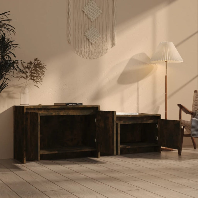 vidaXL TV Cabinet Smoked Oak 146.5x35x50 cm Engineered Wood