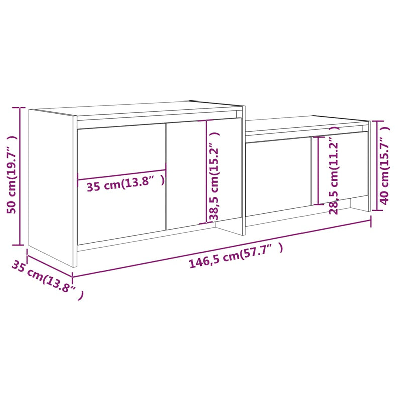 vidaXL TV Cabinet Brown Oak 146.5x35x50 cm Engineered Wood