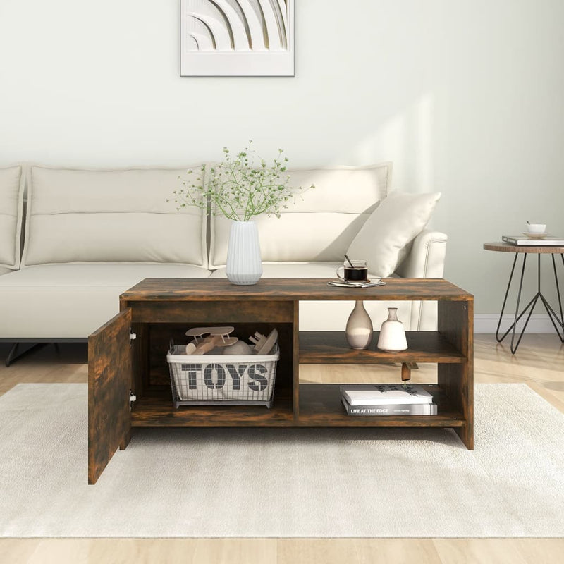 vidaXL Coffee Table Smoked Oak 102x50x45 cm Engineered Wood