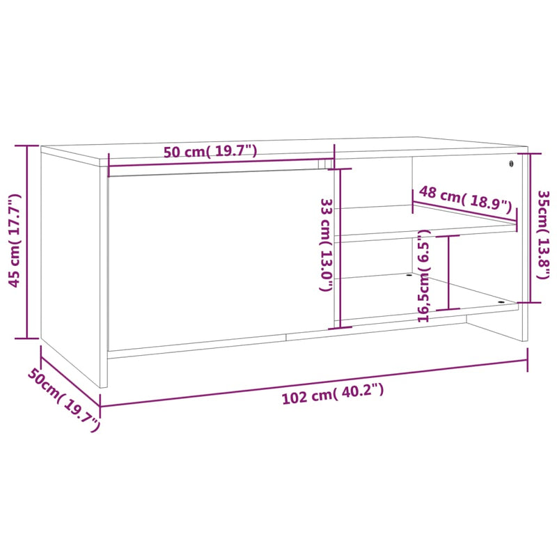 vidaXL Coffee Table Smoked Oak 102x50x45 cm Engineered Wood