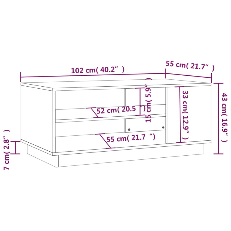 vidaXL Coffee Table Brown Oak 102x55x43 cm Engineered Wood
