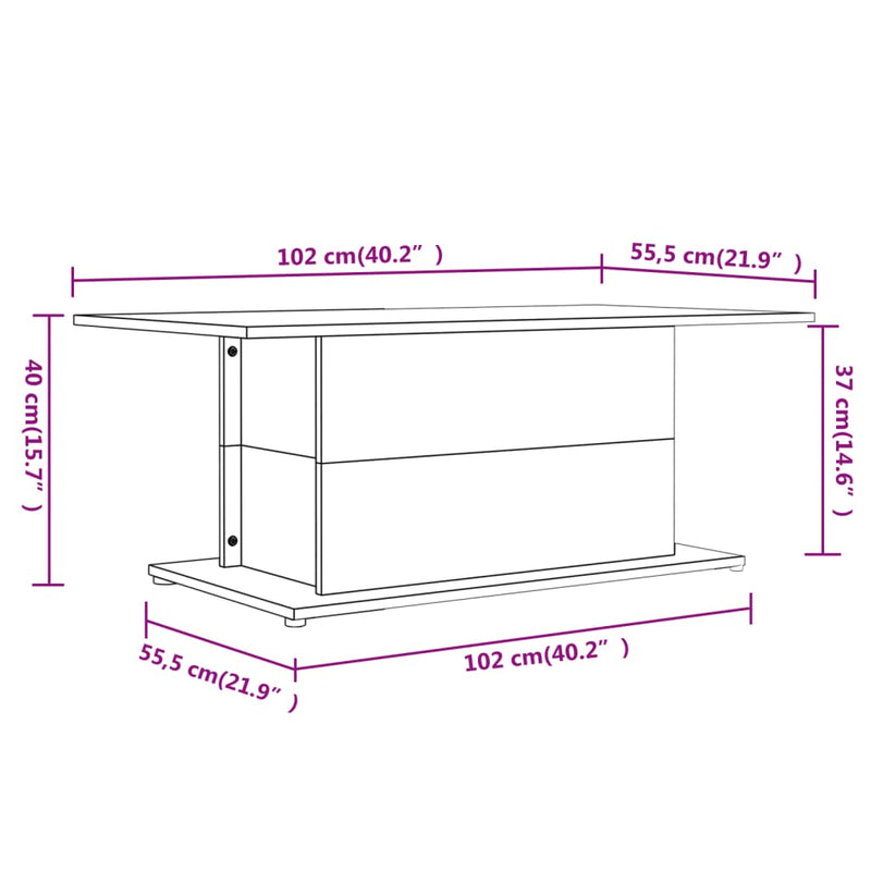 vidaXL Coffee Table Grey Sonoma 102x55.5x40 cm Engineered Wood