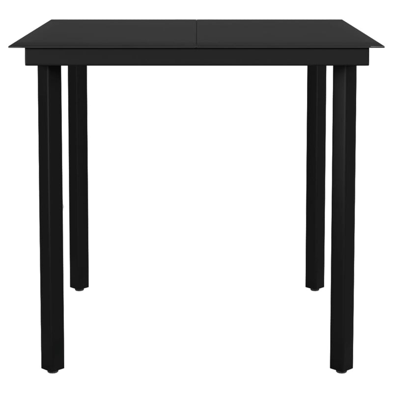 vidaXL Garden Dining Table Black 80x80x74 cm Steel and Glass