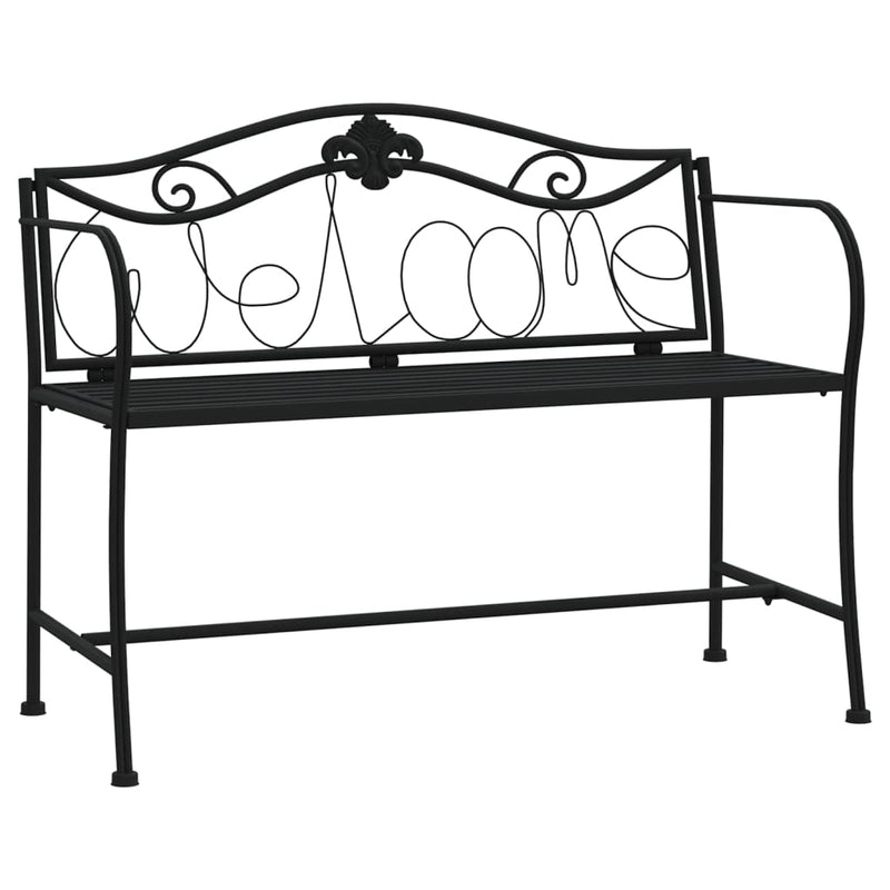 vidaXL 2-Seater Garden Bench 104 cm Black Steel