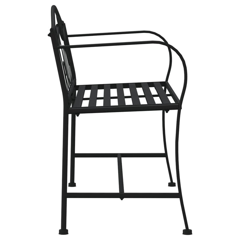 vidaXL 2-Seater Garden Bench 104 cm Black Steel