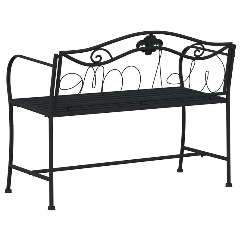 vidaXL 2-Seater Garden Bench 104 cm Black Steel