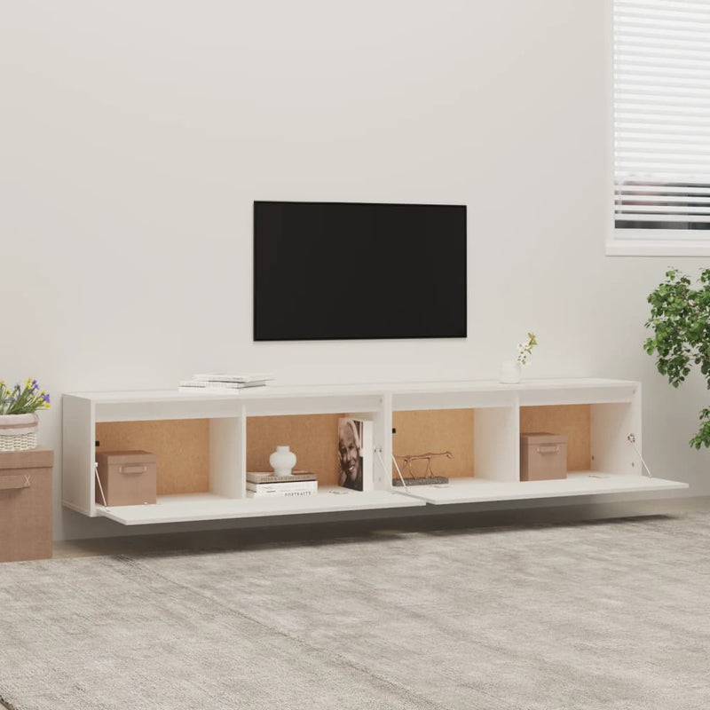 vidaXL Wall Cabinets 2pcs White 100x30x35 cm Solid Wood Pine