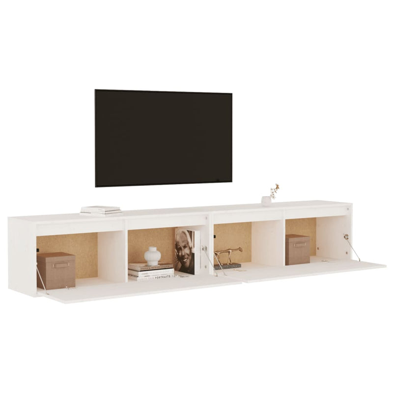 vidaXL Wall Cabinets 2pcs White 100x30x35 cm Solid Wood Pine