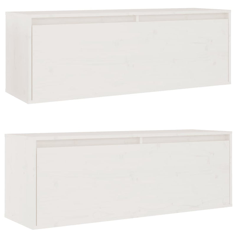 vidaXL Wall Cabinets 2pcs White 100x30x35 cm Solid Wood Pine