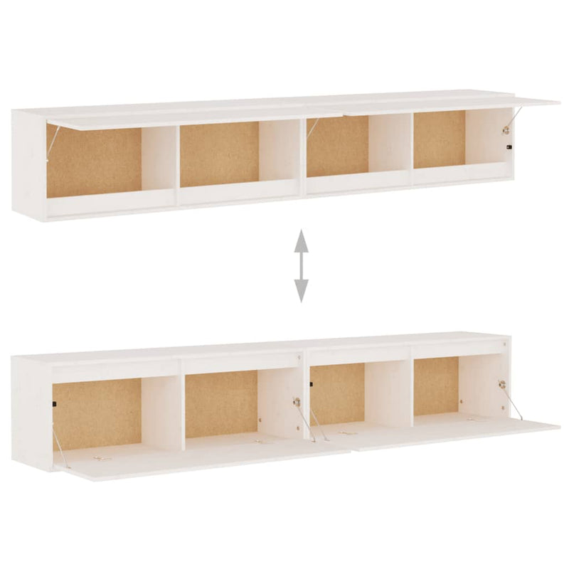 vidaXL Wall Cabinets 2pcs White 100x30x35 cm Solid Wood Pine