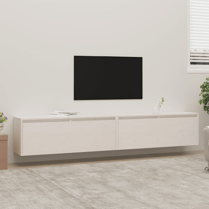 vidaXL Wall Cabinets 2pcs White 100x30x35 cm Solid Wood Pine