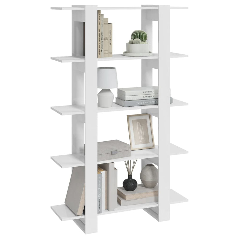 vidaXL Book Cabinet/Room Divider High Gloss White 100x30x160 cm