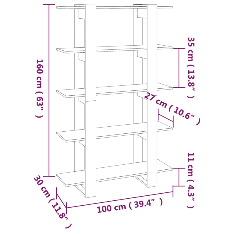 vidaXL Book Cabinet/Room Divider High Gloss White 100x30x160 cm