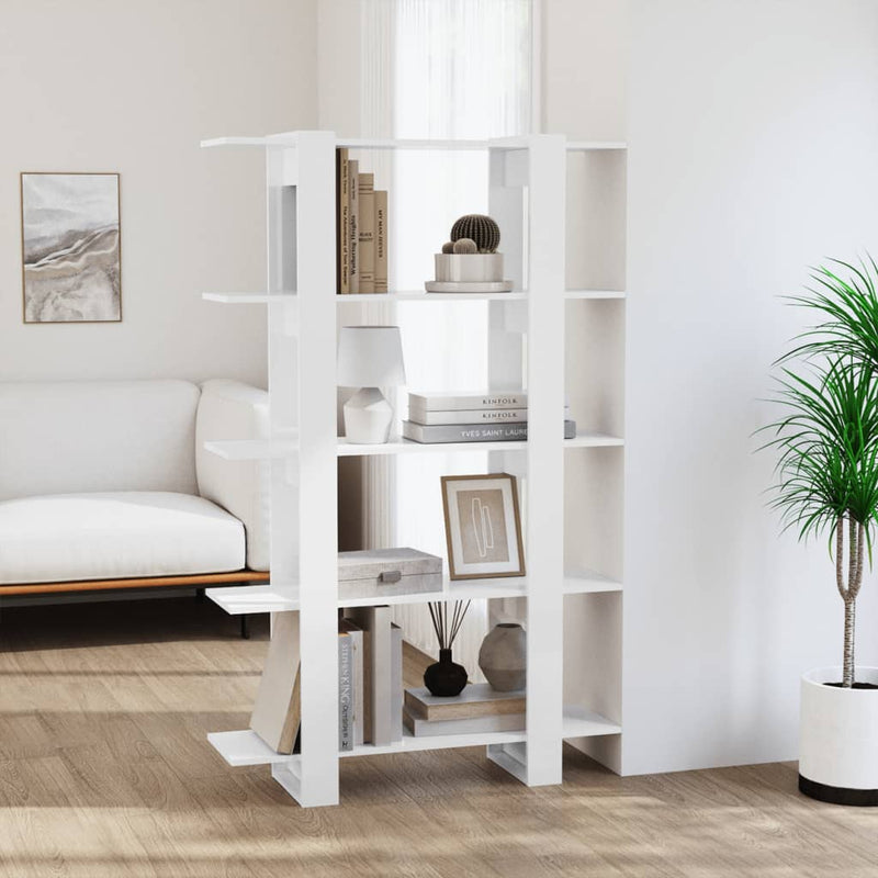 vidaXL Book Cabinet/Room Divider High Gloss White 100x30x160 cm