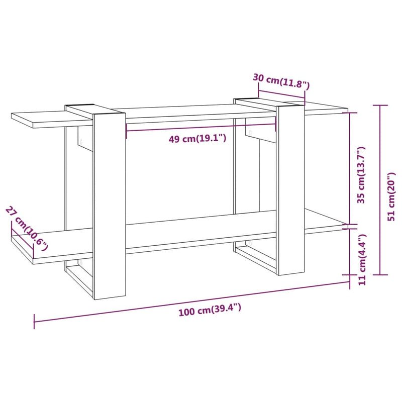 vidaXL Book Cabinet Black 100x30x51 cm Engineered Wood