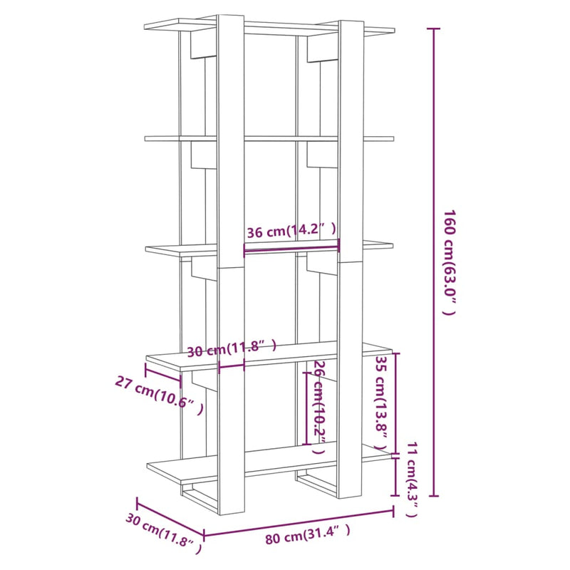 vidaXL Book Cabinet/Room Divider High Gloss White 80x30x160 cm