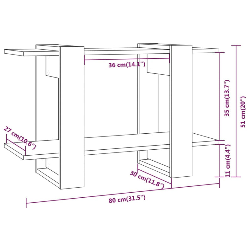 vidaXL Book Cabinet/Room Divider High Gloss White 80x30x51 cm