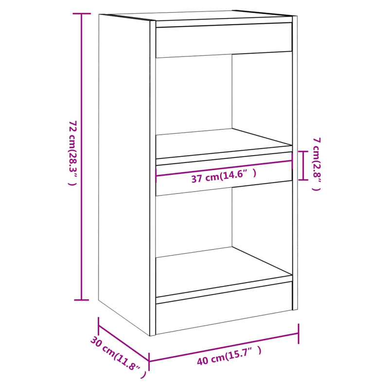 vidaXL Book Cabinet/Room Divider Black 40x30x72 cm