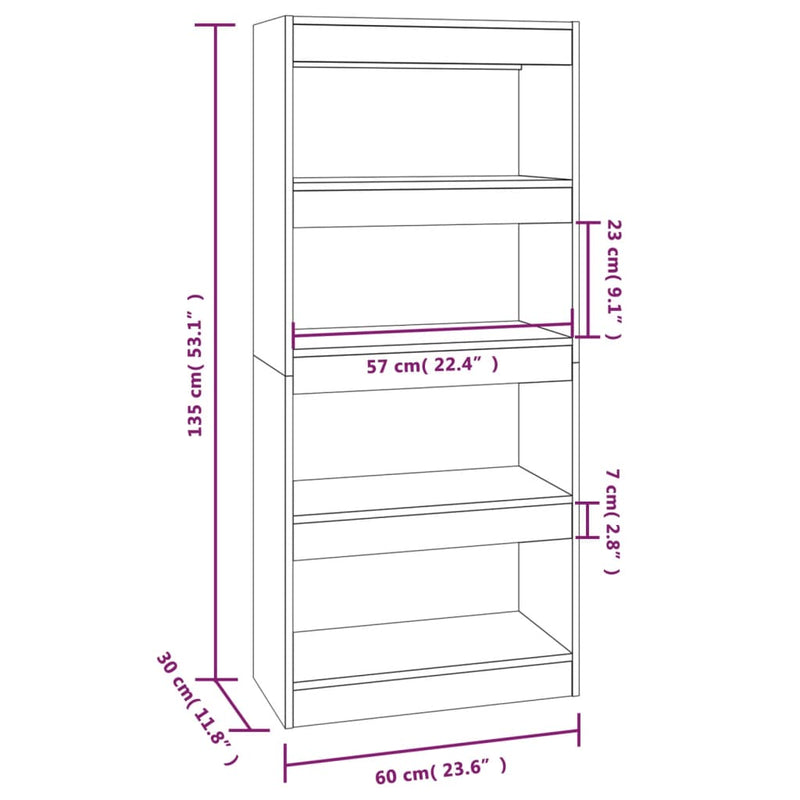vidaXL Book Cabinet/Room Divider Black 60x30x135 cm Engineered Wood