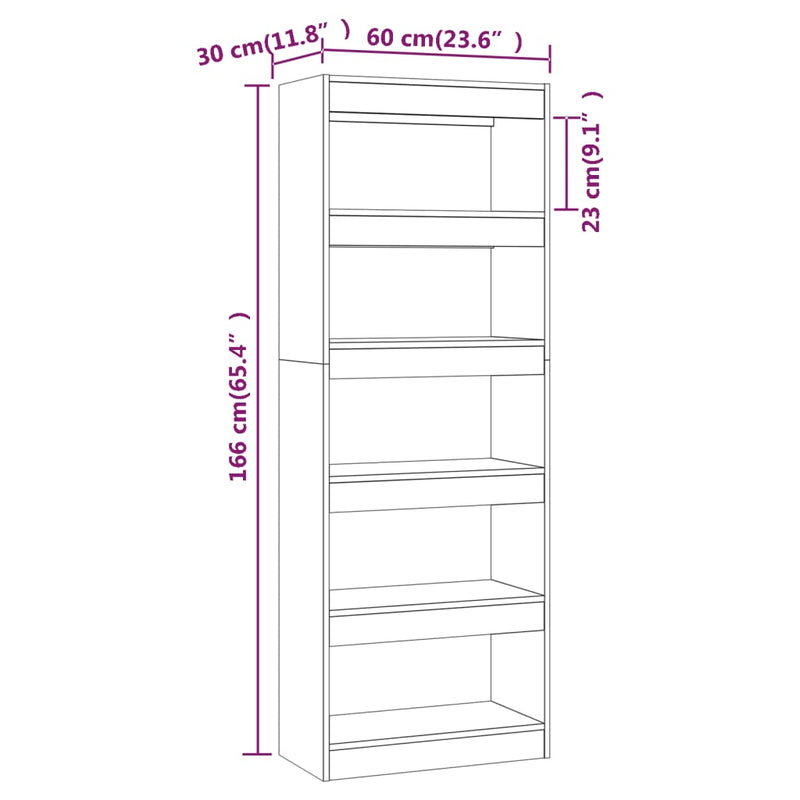 vidaXL Book Cabinet/Room Divider White 60x30x166 cm Engineered Wood